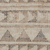 8' Natural and Ivory Southwestern Hand Woven Distressed Runner Rug with Fringe