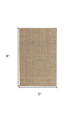 5' X 8' Ivory Chevron Hand Woven Area Rug