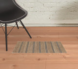 5' X 8' Beige Striped Hand Woven Area Rug