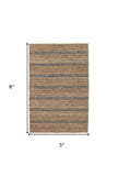 5' X 8' Beige Striped Hand Woven Area Rug