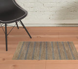 8' X 10' Beige Striped Hand Woven Area Rug