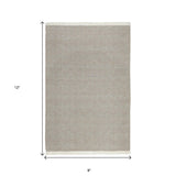 9' X 12' Tan Chevron Hand Woven Area Rug