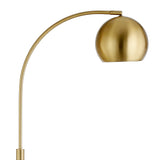 67" Black Arched Floor Lamp With Brass Bowl Shade