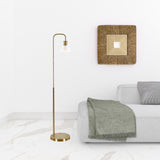 62" Brass Arched Floor Lamp With Clear Transparent Glass Cone Shade