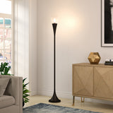 62" Brass Arched Floor Lamp With Clear Transparent Glass Cone Shade