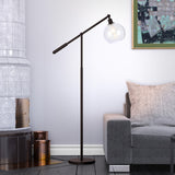 66" Brass Adjustable Traditional Shaped Floor Lamp With White Frosted Glass Drum Shade