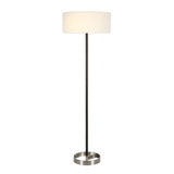 62" Black Traditional Shaped Floor Lamp With White Frosted Glass Drum Shade