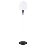 60" Black Traditional Shaped Floor Lamp With White Frosted Glass Drum Shade