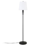 60" Black Traditional Shaped Floor Lamp With White Frosted Glass Drum Shade