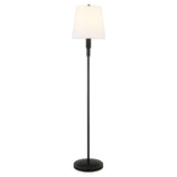 60" Black Traditional Shaped Floor Lamp With White Frosted Glass Drum Shade