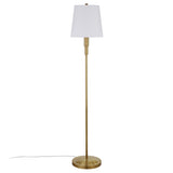 60" Brass Traditional Shaped Floor Lamp With White Frosted Glass Drum Shade