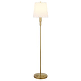 60" Brass Traditional Shaped Floor Lamp With White Frosted Glass Drum Shade