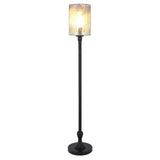 68" Black Torchiere Floor Lamp With Clear Transparent Glass Drum Shade