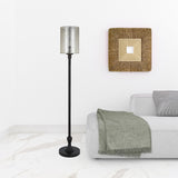 68" Black Torchiere Floor Lamp With Clear Transparent Glass Drum Shade