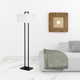 68" Black Traditional Shaped Floor Lamp With White Frosted Glass Rectangular Shade