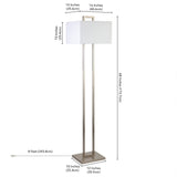 68" Black Traditional Shaped Floor Lamp With White Frosted Glass Rectangular Shade