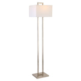 68" Nickel Traditional Shaped Floor Lamp With White Frosted Glass Rectangular Shade