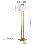 68" Nickel Traditional Shaped Floor Lamp With White Frosted Glass Rectangular Shade