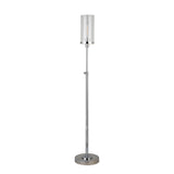 66" Nickel Torchiere Floor Lamp With Clear Transparent Glass Drum Shade