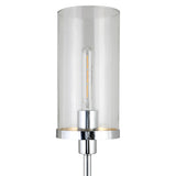 66" Nickel Torchiere Floor Lamp With Clear Transparent Glass Drum Shade