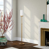 66" Black Torchiere Floor Lamp With Clear Seeded Glass Drum Shade