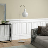 70" Black Arched Floor Lamp With Clear Transparent Glass Dome Shade