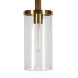 67" Brass Reading Floor Lamp With Clear Seeded Glass Drum Shade