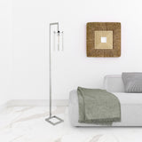 67" Nickel Reading Floor Lamp With Clear Transparent Glass Drum Shade