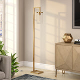 67" Nickel Reading Floor Lamp With Clear Transparent Glass Drum Shade