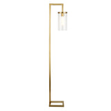 67" Brass Reading Floor Lamp With Clear Transparent Glass Drum Shade