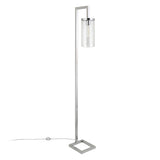 67" Nickel Reading Floor Lamp With Clear Seeded Glass Drum Shade