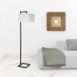 68" Black Floor Lamp With White Frosted Glass Rectangular Shade