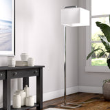 68" Black Floor Lamp With White Frosted Glass Rectangular Shade