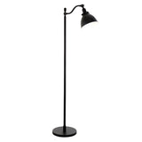 65" Black Swing Arm Floor Lamp With Black Cone Shade