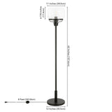 69" Black Two Light Torchiere Floor Lamp With Clear Transparent Glass Drum Shade