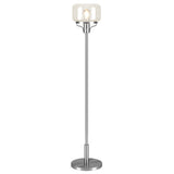 62" Nickel Novelty Floor Lamp With Clear Seeded Glass Globe Shade