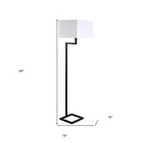 64" Nickel Floor Lamp With White Frosted Glass Rectangular Shade