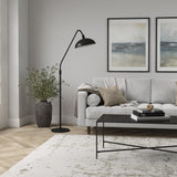 64" Black Floor Lamp With White Frosted Glass Rectangular Shade