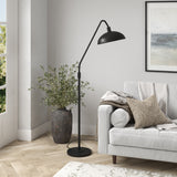 66" Black Reading Floor Lamp With Black Bowl Shade