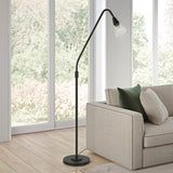 66" Black Reading Floor Lamp With Black Bowl Shade