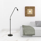 65" Black Reading Floor Lamp With Clear Transparent Glass Dome Shade