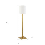 65" Brass Reading Floor Lamp With Clear Transparent Glass Dome Shade