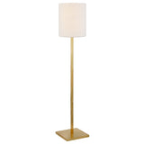 62" Brass Traditional Shaped Floor Lamp With White Frosted Glass Drum Shade