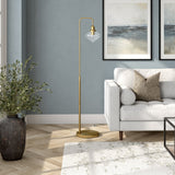 60" Nickel Novelty Floor Lamp With White Frosted Glass Drum Shade