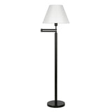 62" Black Swing Arm Floor Lamp With White Frosted Glass Empire Shade