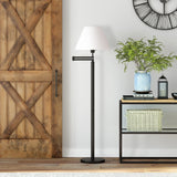 62" Black Swing Arm Floor Lamp With White Frosted Glass Empire Shade