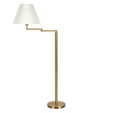 62" Brass Swing Arm Floor Lamp With White Frosted Glass Empire Shade