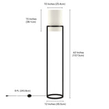 62" Brass Column Floor Lamp With White Frosted Glass Drum Shade