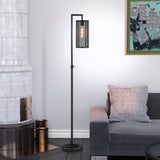 68" Black Reading Floor Lamp With Black Bowl Shade