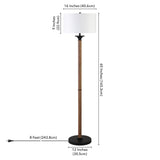 63" Brass Traditional Shaped Floor Lamp With White Frosted Glass Drum Shade